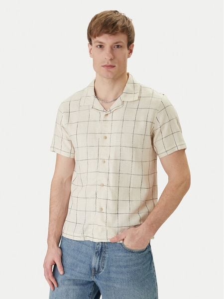 Guess Koszula M6GH46 W1754 Beżowy Regular Fit. Brązowe koszule Guess, m, z aplikacjami, z wiskozy, bez kołnierzyka, bez ramiączek. Za 394.99 zł.