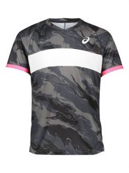 Asics Koszulka sportowa w kolorze czarno-szarym rozmiar: XS. Czarne t-shirty sportowe ASICS, bez wzorów, z materiału, bez ramiączek, outdoorowe. Za 66.00 zł.