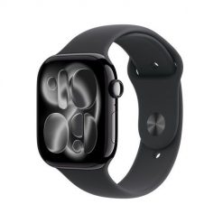 Zegarek Apple Watch Series 11 (2025) GPS 46mm Jet Black Aluminiowa koperta z paskiem sportowym S/M. Czarne zegarki smartwatch Apple, bez wzorów. Za 2,539.99 zł.