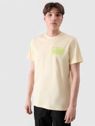 4F T-shirt regular z nadrukiem męski - żółty XL. Żółte t-shirty 4F, m, bez wzorów, z bawełny, bez kołnierzyka, bez ramiączek. W wyprzedaży za 29.99 zł.