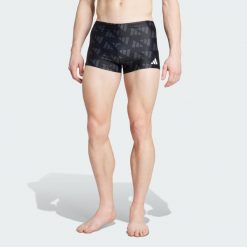 Bokserki do pływania Logo Graphic 2 Inch. Czarne odzież kąpielowa Adidas, l, bez wzorów, z materiału, sportowe. Za 179.00 zł.
