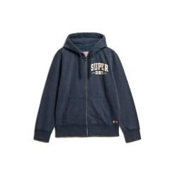 Bluza z kapturem i zamkiem błyskawicznym Superdry Vintage Athletic. Niebieskie bluzy z kapturem Superdry, m, bez wzorów, z kapturem. Za 404.55 zł.