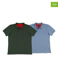 The Time of Bocha Koszulki polo (2 szt.) w kolorze błękitnym i zielonym rozmiar: XXL. Niebieskie koszulki polo The Time of Bocha, xxl, bez wzorów, z bawełny, bez kołnierzyka, bez ramiączek. Za 165.99 zł.