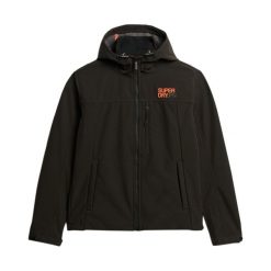 Kurtka wodoodporna Superdry Softshell Trekker. Czarne kurtki przeciwdeszczowe Superdry, m, bez wzorów, z softshellu, z kapturem. Za 446.65 zł.