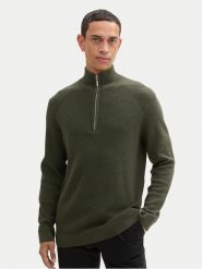 Tom Tailor Sweter 1042454 Zielony Regular Fit. Zielone swetry rozpinane Tom Tailor, l, bez wzorów, z bawełny, bez kołnierzyka, bez ramiączek. Za 139.99 zł.