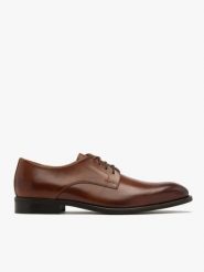 Brązowe półbuty męskie. Brązowe eleganckie półbuty Brawo sp. z o.o., bez wzorów, ze skóry, bez obcasa, bez zapięcia. Za 599.99 zł.