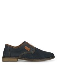 Rieker Półbuty 13439-14 Granatowy. Niebieskie eleganckie półbuty Rieker, bez wzorów, ze skóry, bez obcasa, bez zapięcia. Za 369.99 zł.