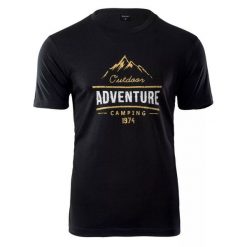 Koszulka męska Hi-Tec Lore - czarna, Rozmiar XXL. Czarne t-shirty Hi-tec, m, bez wzorów, z bawełny, bez kołnierzyka, bez ramiączek. Za 49.99 zł.