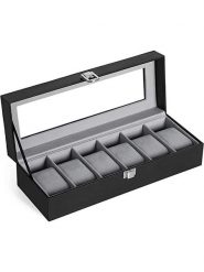 SONGMICS Szkatułka w kolorze czarnym na zegarki - 30 x 8 x 11,2 cm rozmiar: onesize. Czarne zegarki Songmics, szklane. Za 36.95 zł.