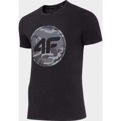 T-shirt męski TSM076 - głęboka czerń. T-shirty 4F, m, bez wzorów, bez kołnierzyka, bez ramiączek. W wyprzedaży za 49.99 zł.