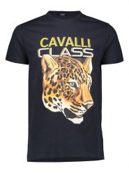 Cavalli CLASS Koszulka w kolorze granatowym rozmiar: XXL. Niebieskie bezrękawniki Cavalli Class, xxl, bez wzorów, z bawełny, bez kołnierzyka, bez ramiączek. Za 101.70 zł.