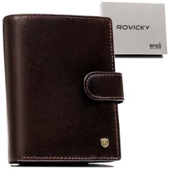 Portfel męski Rovicky N104L-RVT c. brązowy. Brązowe portfele ROVICKY, bez wzorów, ze skóry. Za 74.00 zł.