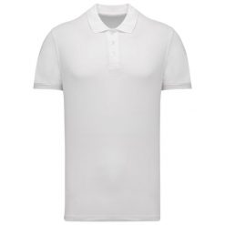 Koszulka polo z piki Kariban. Białe koszulki polo KARIBAN, m, bez wzorów, z bawełny, bez kołnierzyka, bez ramiączek. Za 216.50 zł.