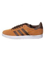 Adidas Skórzane sneakersy "Gazelle" w kolorze jasnobrązowym rozmiar: 44 2/3. Brązowe buty sportowe casual Adidas, bez wzorów, bez zapięcia. Za 201.35 zł.