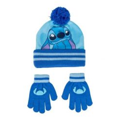 Czapki i rękawiczki Stitch. Niebieskie rękawiczki Disney, bez wzorów, z poliesteru. Za 88.50 zł.