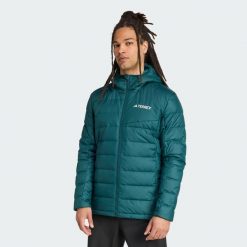 Kurtka z kapturem Terrex Multi Light Down CLIMAWARM. Czarne kurtki Adidas, l, bez wzorów, z materiału, z kapturem. Za 647.10 zł.