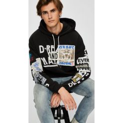 Diesel - Bluza. Szare bluzy z kapturem marki Diesel, z aplikacjami, z bawełny. Za 899.90 zł.