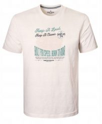 Bawełniana, Męska Koszulka (T-Shirt) - Pako Jeans - Kremowa z Nadrukiem. Białe bluzki z długim rękawem Pako Jeans, l, bez wzorów, z bawełny, bez kołnierzyka, bez ramiączek. Za 75.00 zł.
