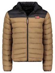 Geographical Norway Kurtka pikowana "Amigoglerc Hood" w kolorze jasnobrązowo-czarnym rozmiar: L. Brązowe kurtki Geographical Norway, l, bez wzorów, bez kaptura. Za 179.22 zł.