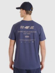 4F T-shirt regular z nadrukiem męski - szary L. Szare t-shirty 4F, l, bez wzorów, z bawełny, bez kołnierzyka, bez ramiączek. W wyprzedaży za 39.99 zł.