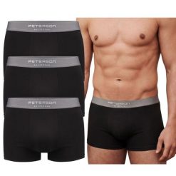 Czarne bokserki męskie XL bawełniane majtki zestaw 3 pary Peterson PTN MY-3-B01XL. Czarne bokserki Peterson, m, bez wzorów, z bawełny. Za 69.99 zł.