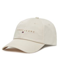 Czapka z daszkiem Tommy Jeans. Brązowe czapki z daszkiem Tommy Jeans, bez wzorów, z jeansu. Za 129.99 zł.