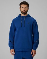 4F Bluza dresowa regular z kapturem męska - granatowa XXL. Niebieskie bluzy 4F, m, bez wzorów, z dresówki, z kapturem. Za 199.99 zł.