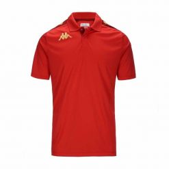 Polo Kappa Ghiolo. Czerwone koszulki polo sportowe Kappa, bez wzorów, bez kołnierzyka, bez ramiączek, na fitness i siłownię. Za 189.00 zł.