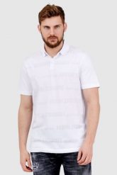 ARMANI EXCHANGE Biała męska koszulka polo w logo, Rozmiar S. Białe koszulki polo sportowe Armani Exchange, l, w ażurowe wzory, bez kołnierzyka, bez ramiączek. W wyprzedaży za 259.99 zł.