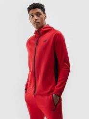 4F Bluza treningowa rozpinana z kapturem męska - czerwona L. Czerwone bluzy z kapturem 4F, l, bez wzorów, z dzianiny, z kapturem. W wyprzedaży za 99.99 zł.