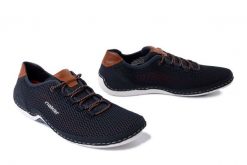 RIEKER 07555-14 blue, półbuty męskie. Niebieskie eleganckie półbuty Rieker, bez wzorów, bez obcasa, bez zapięcia. Za 305.92 zł.