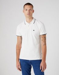 WRANGLER POLO SHIRT MĘSKA KOSZULKA POLO POLÓWKA LOGO WORN WHITE W7BHK4W02 112330858. Białe koszulki polo Wrangler, m, bez wzorów, bez kołnierzyka, bez ramiączek. Za 109.99 zł.