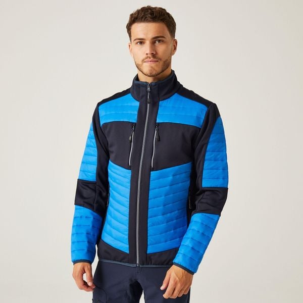 Kurtka robocza hybrydowa unisex E-Volve. Niebieskie kurtki Regatta, xs, bez wzorów, z tkaniny, bez kaptura. Za 268.50 zł.