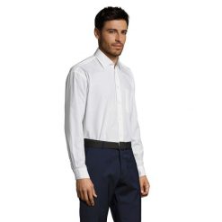 Męska Koszula Z Długim Rękawem Baltimore 95 Poplin. Białe koszule SOL'S, m, bez wzorów, z bawełny, bez kołnierzyka, bez ramiączek. Za 125.99 zł.