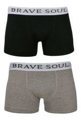 Męskie Bokserki Brave Soul, Obcisłe - Dwupak, Czarne, Szare. Szare bokserki Brave Soul, m, bez wzorów, z bawełny. Za 45.00 zł.