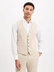 Finshley & Harding kamizelka garniturowa - Alameda Mężczyźni Slim Fit beżowy, 52. Brązowe garnitury Finshley & Harding, m, bez wzorów, z syntetyku. Za 379.95 zł.