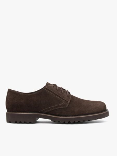Ciemnobrązowe welurowe półbuty. Brązowe eleganckie półbuty Ryłko, bez wzorów, z jeansu, bez obcasa, na płaskiej podeszwie, bez zapięcia. Za 499.99 zł.