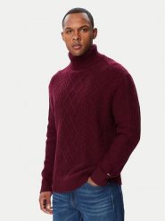 Tommy Hilfiger Golf MW0MW44706 Bordowy Regular Fit. Czerwone swetry rozpinane Tommy Hilfiger, m, bez wzorów, z kaszmiru, bez kołnierzyka, bez ramiączek. Za 949.99 zł.