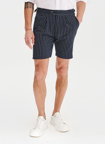 PAKO LORENTE - Szorty męskie w prążek z lnem. Szorty Pako Lorente, m, bez wzorów, z bawełny. Za 99.99 zł.