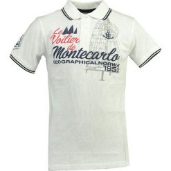 Koszulka polo "Katche" w kolorze białym. Koszulki polo marki Geographical Norway Men, z haftami, z bawełny, polo, z krótkim rękawem. W wyprzedaży za 86.95 zł.