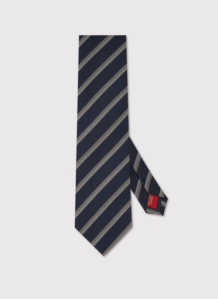 PAKO LORENTE - Jedwabny krawat męski w pasy. Krawaty i muchy Pako Lorente, bez wzorów, z jedwabiu. Za 149.99 zł.