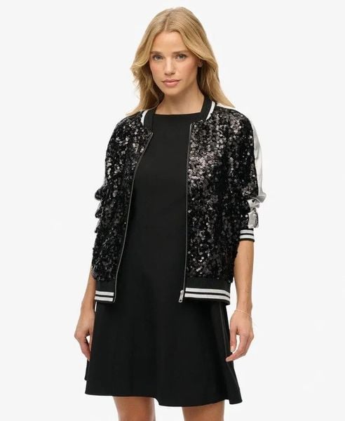 Superdry Kurtka Sequin Suikajan – cekiny. Kurtki Superdry, bez wzorów, z elastanu, bez kaptura. Za 537.15 zł.