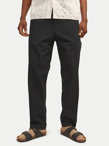 Jack & Jones Spodnie materiałowe Summer 12248606 Czarny Relaxed Fit. Czarne spodnie materiałowe Jack & Jones, m, bez wzorów, z bawełny. Za 139.99 zł.