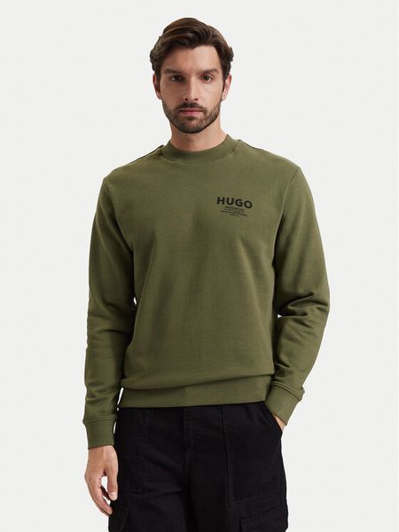 HUGO Bluza Nespon 50572772 Zielony ciemny Regular Fit. Zielone bluzy Hugo, m, bez wzorów, z bawełny, bez kaptura. Za 349.99 zł.