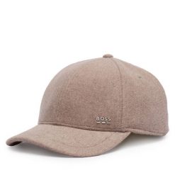 Czapka z daszkiem BOSS. Brązowe czapki z daszkiem Boss, bez wzorów. Za 279.99 zł.
