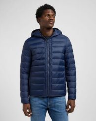 MESKA KURTKA LEE PUFFER JACKET MOOD INDIGO 112371659. Niebieskie kurtki Lee, m, bez wzorów, bez kaptura. Za 299.99 zł.