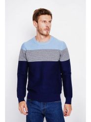 William de Faye Sweter w kolorze granatowo-błękitno-szarym rozmiar: 50. Niebieskie swetry nierozpinane William de Faye, bez wzorów, bez kołnierzyka, bez ramiączek. Za 152.99 zł.