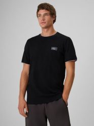 4F T-shirt regular gładki męski - czarny S. Czarne t-shirty 4F, bez wzorów, z bawełny, bez ramiączek, tenisowe. Za 69.99 zł.