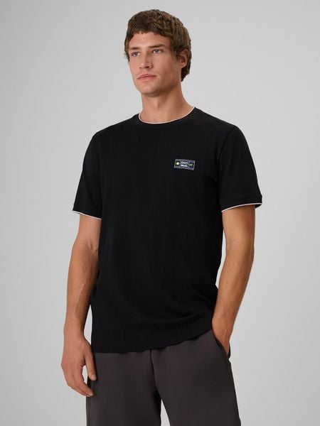 4F T-shirt regular gładki męski - czarny S. Czarne t-shirty 4F, bez wzorów, z bawełny, bez ramiączek, tenisowe. Za 69.99 zł.