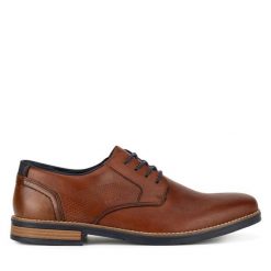 Półbuty Rieker. Brązowe eleganckie półbuty Rieker, bez wzorów, bez obcasa, bez zapięcia. Za 289.99 zł.